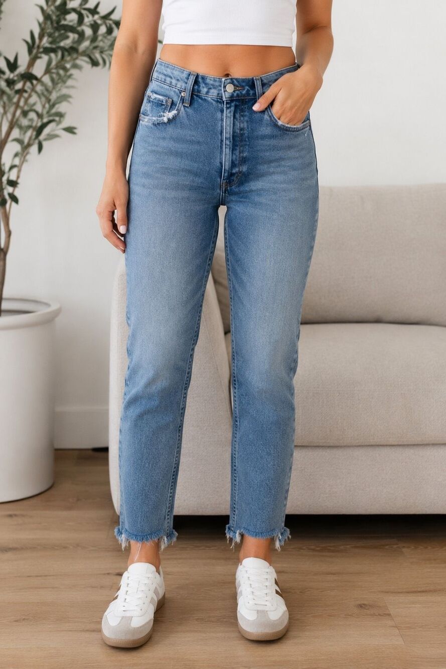 AGOLDE Nico High Rise Slim Raw Hem Distressed Jeans Size 26